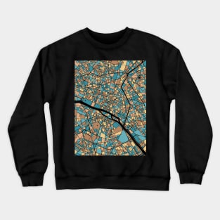 Paris Map Pattern in Mid Century Pastel Crewneck Sweatshirt